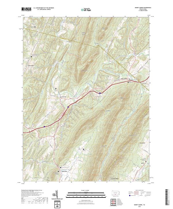 Burnt Cabins, PA — USGS 7.5-minute topo (2023)