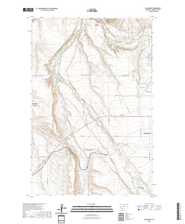 Glengarry, MT — USGS 7.5-minute topo (2024)