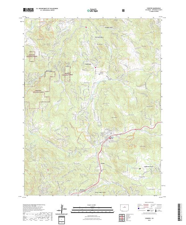 Conifer, CO — USGS 7.5-minute topo (2022)