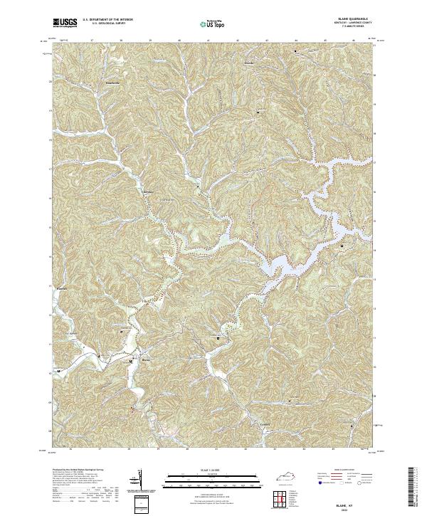 Blaine, KY — USGS 7.5-minute topo (2022)