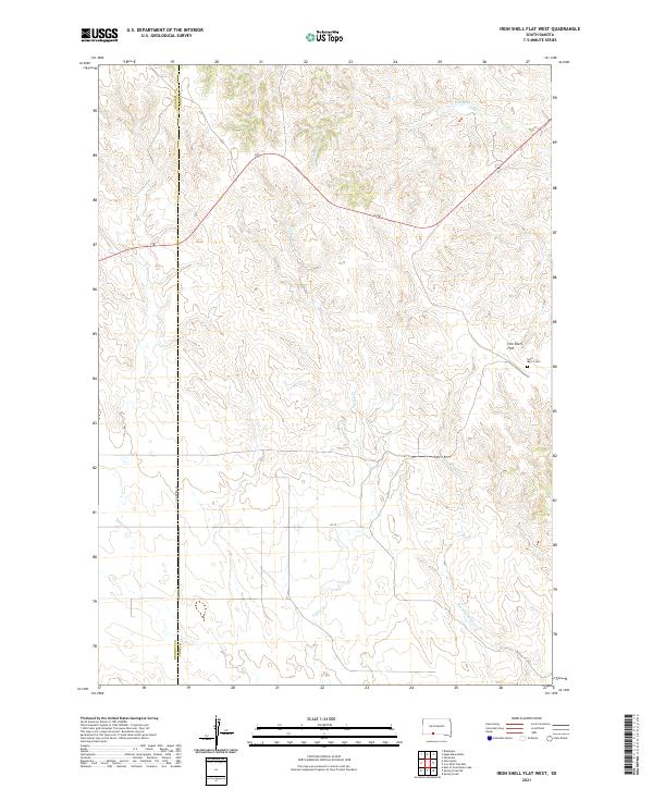 Iron Shell Flat West, SD — USGS 7.5-minute topo (2021)