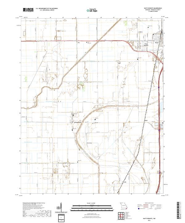 Hayti Heights, MO — USGS 7.5-minute topo (2021)