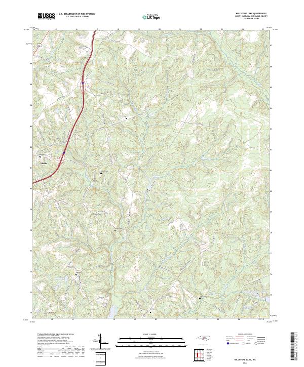 Millstone Lake, NC — USGS 7.5-minute topo (2022)