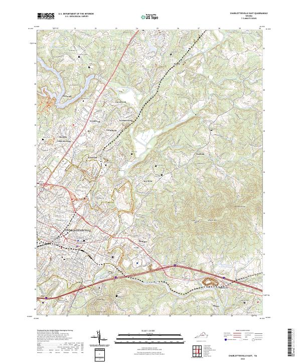 Charlottesville East, VA — USGS 7.5-minute topo (2022)