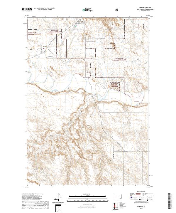 Interior, SD — USGS 7.5-minute topo (2021)