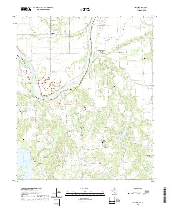 Mulberry, TX-OK — USGS 7.5-minute topo (2022)