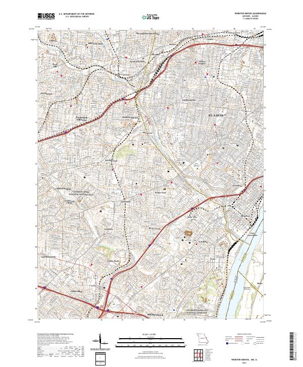Webster Groves, MO-IL — USGS 7.5-minute topo (2021)