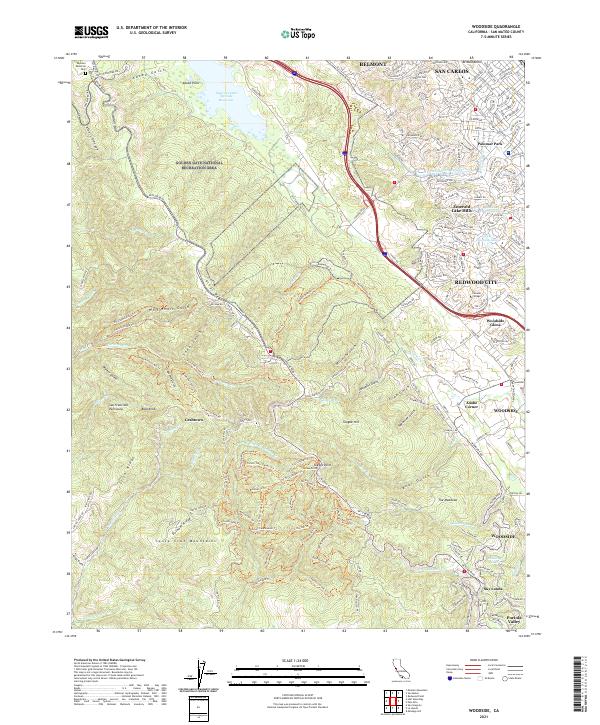 Woodside, CA — USGS 7.5-minute topo (2021)