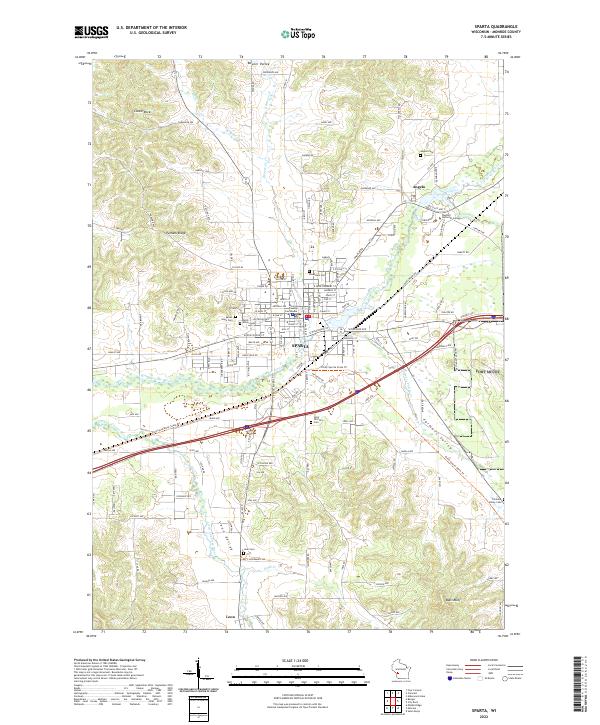 Sparta, WI — USGS 7.5-minute topo (2022)
