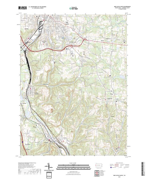 New Castle South, PA — USGS 7.5-minute topo (2023)