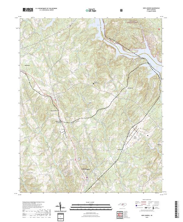 New London, NC — USGS 7.5-minute topo (2022)