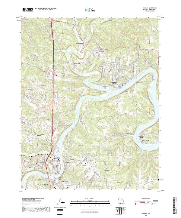 Branson, MO — USGS 7.5-minute topo (2021)
