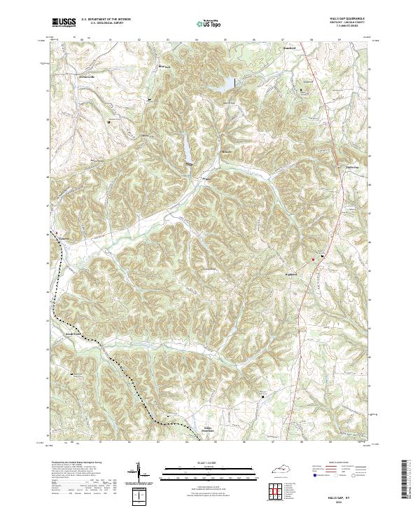 Halls Gap, KY — USGS 7.5-minute topo (2022)