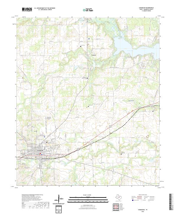 Comanche, TX — USGS 7.5-minute topo (2022)