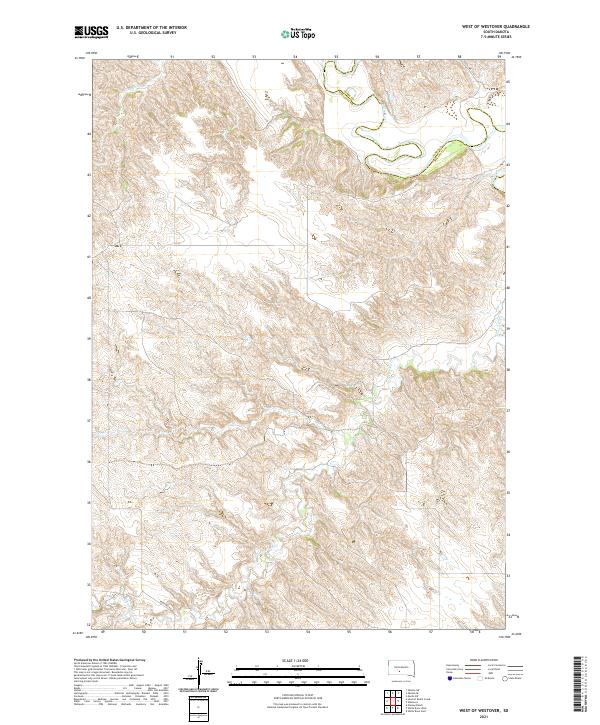 West of Westover, SD — USGS 7.5-minute topo (2021)