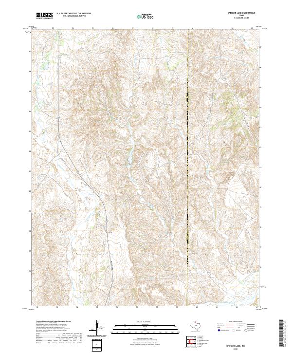 Spencer Lake, TX — USGS 7.5-minute topo (2022)