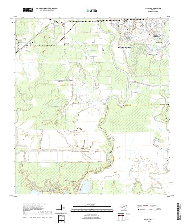 Thompsons, TX — USGS 7.5-minute topo (2022)