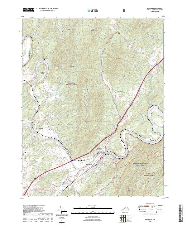 Buchanan, VA — USGS 7.5-minute topo (2022)