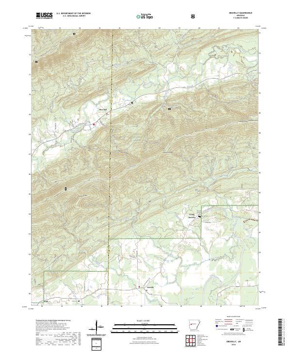 Gravelly, AR — USGS 7.5-minute topo (2024)