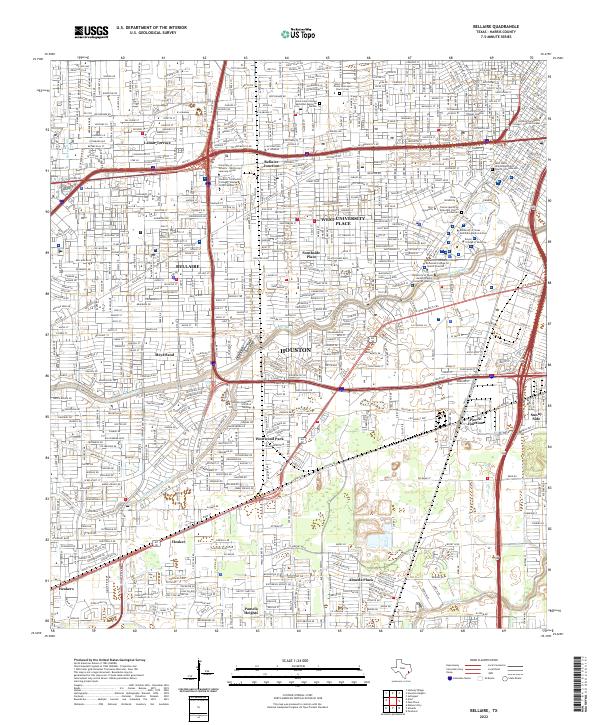 Bellaire, TX — USGS 7.5-minute topo (2022)
