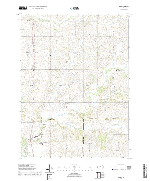 Grant, IA — USGS 7.5-minute topo (2022)