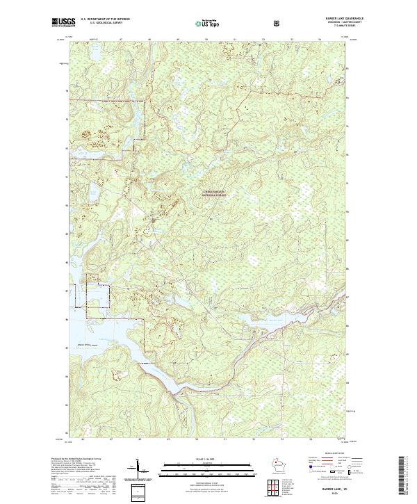 Barker Lake, WI — USGS 7.5-minute topo (2022)