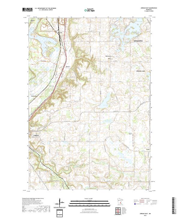 Jordan East, MN — USGS 7.5-minute topo (2022)