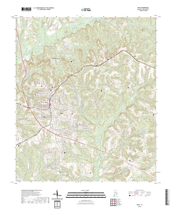 Troy, AL — USGS 7.5-minute topo (2024)