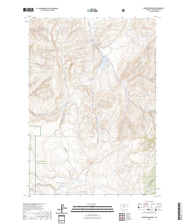 Brewer Reservoir, OR — USGS 7.5-minute topo (2024)