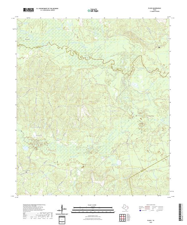 Pluck, TX — USGS 7.5-minute topo (2022)