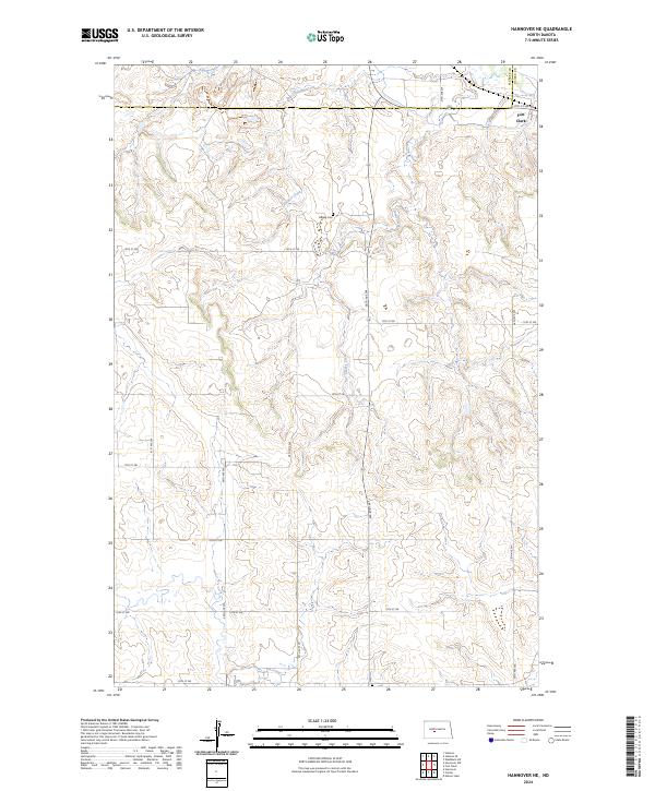 Hannover NE, ND — USGS 7.5-minute topo (2024)