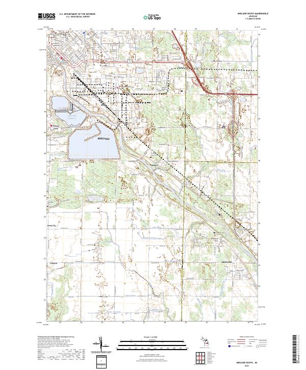 Midland South, MI — USGS 7.5-minute topo (2023)