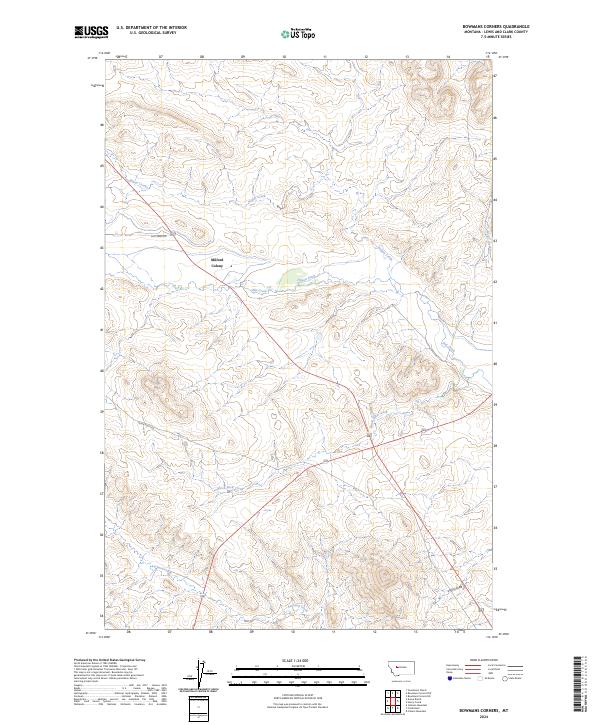 Bowmans Corners, MT — USGS 7.5-minute topo (2024)