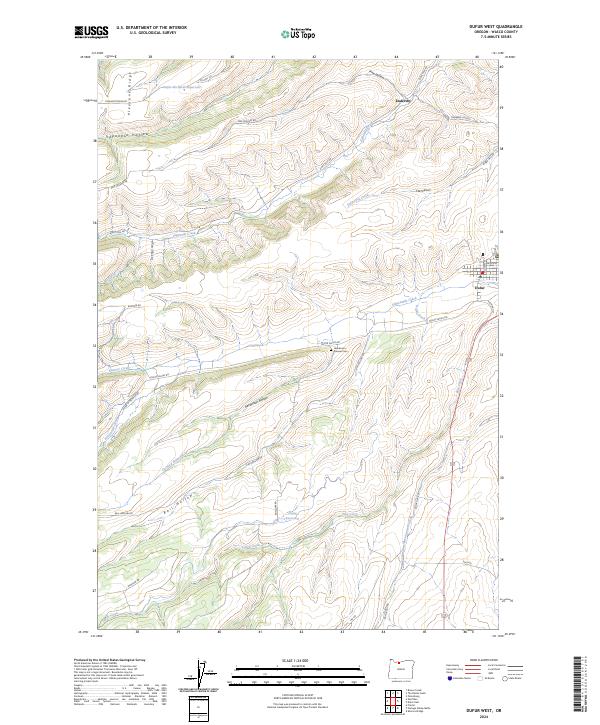 Dufur West, OR — USGS 7.5-minute topo (2024)