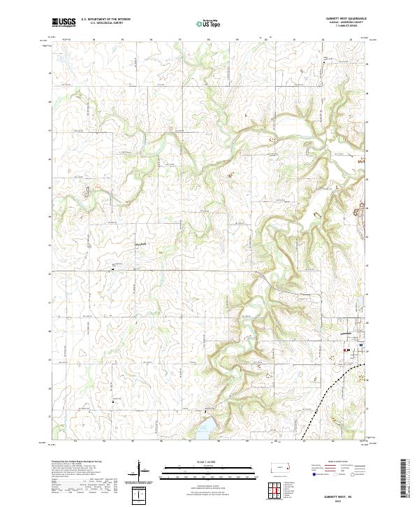 Garnett West, KS — USGS 7.5-minute topo (2022)