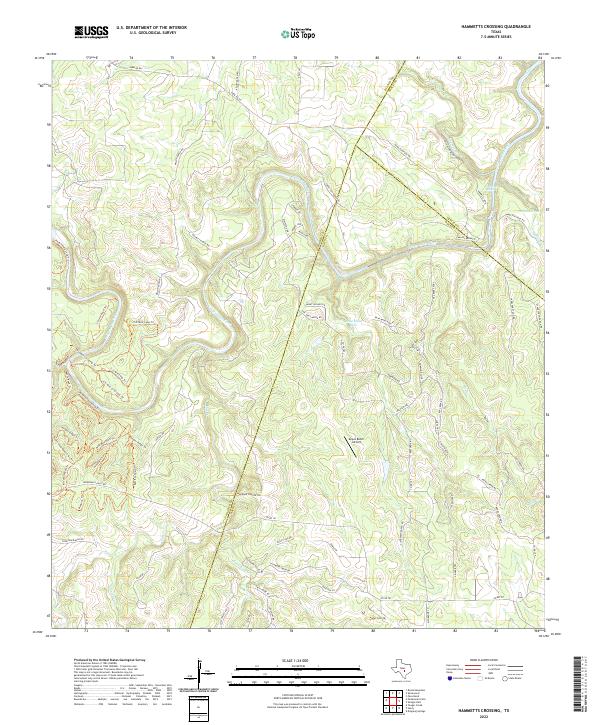 Hammetts Crossing, TX — USGS 7.5-minute topo (2022)