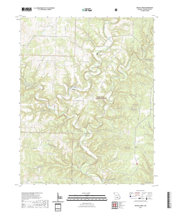 Nichols Knob, MO — USGS 7.5-minute topo (2021)