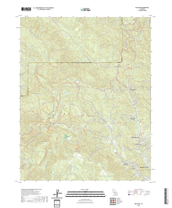 Big Basin, CA — USGS 7.5-minute topo (2021)