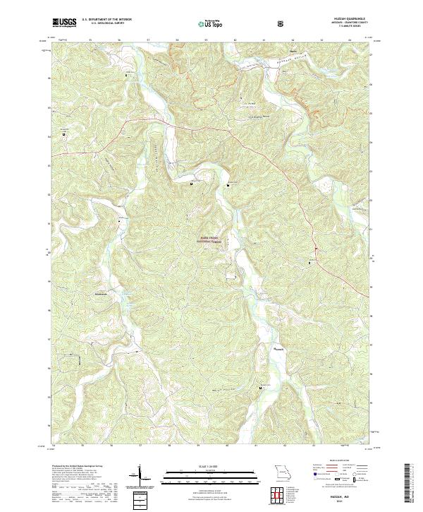Huzzah, MO — USGS 7.5-minute topo (2021)