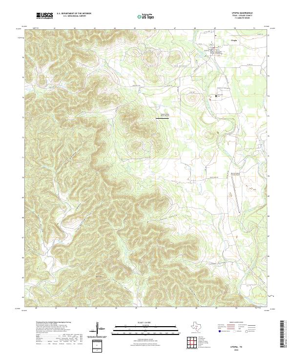 Utopia, TX — USGS 7.5-minute topo (2022)
