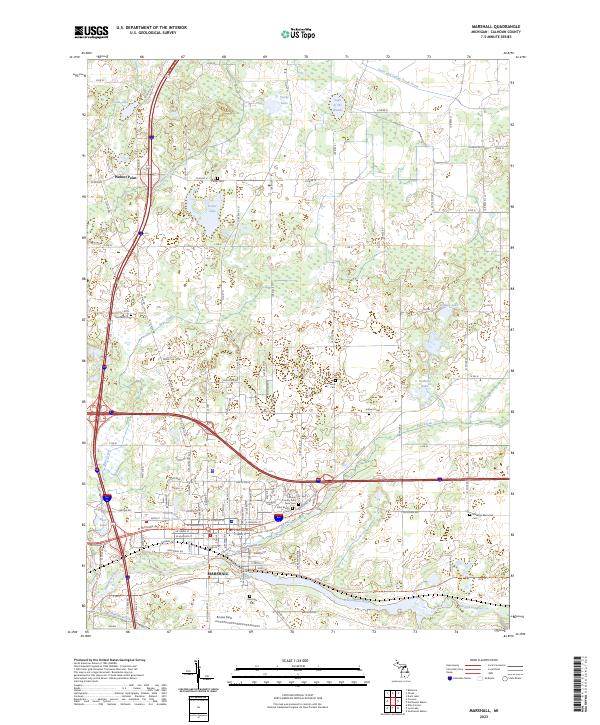Marshall, MI — USGS 7.5-minute topo (2023)