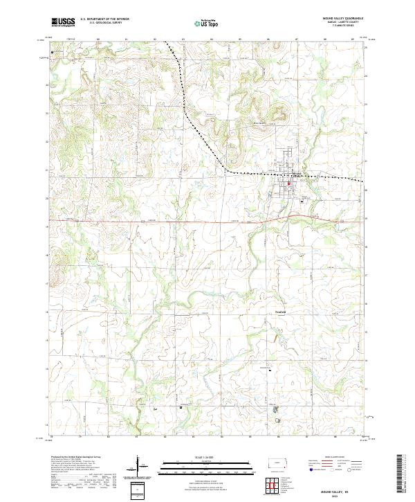 Mound Valley, KS — USGS 7.5-minute topo (2022)