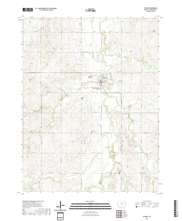 Gypsum, KS — USGS 7.5-minute topo (2022)