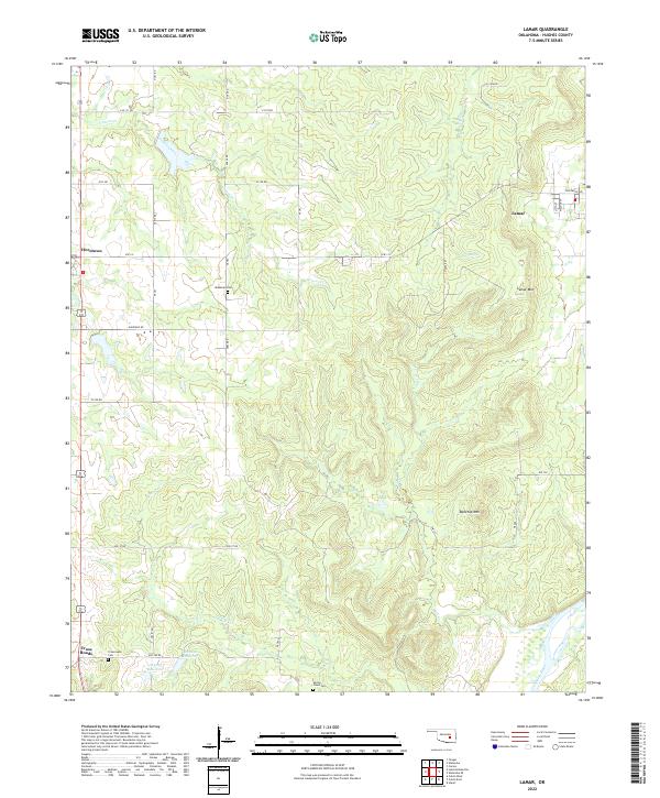 Lamar, OK — USGS 7.5-minute topo (2022)