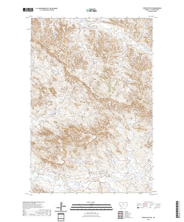 Tepee Butte NE, MT — USGS 7.5-minute topo (2024)