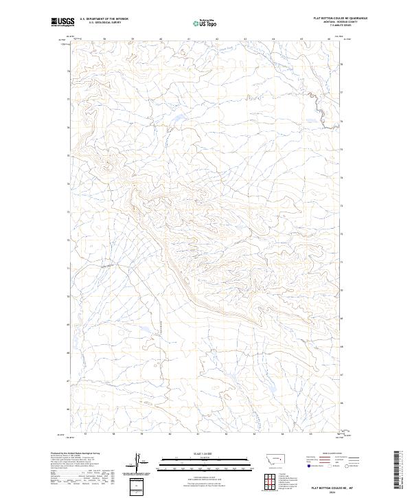 Flat Bottom Coulee NE, MT — USGS 7.5-minute topo (2024)