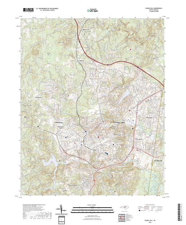 Chapel Hill, NC — USGS 7.5-minute topo (2022)