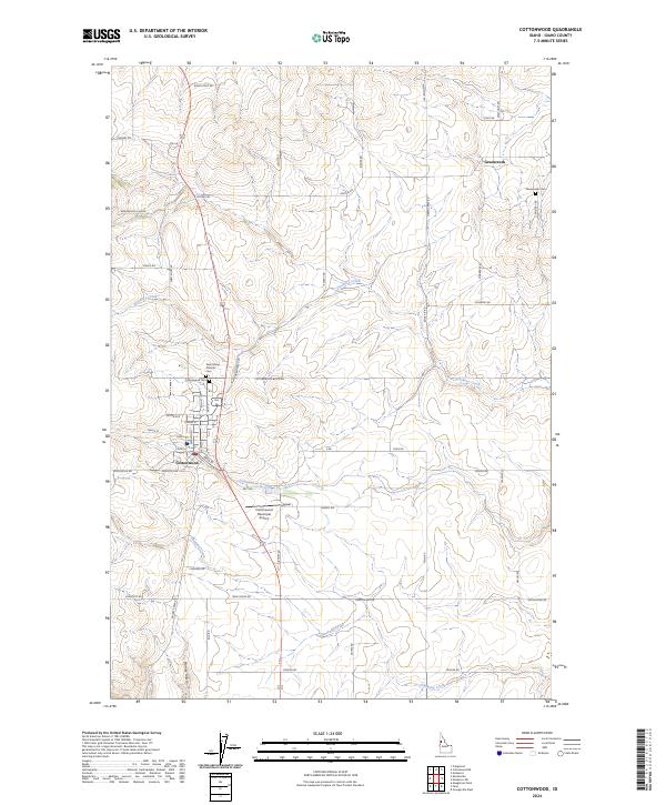 Cottonwood, ID — USGS 7.5-minute topo (2024)