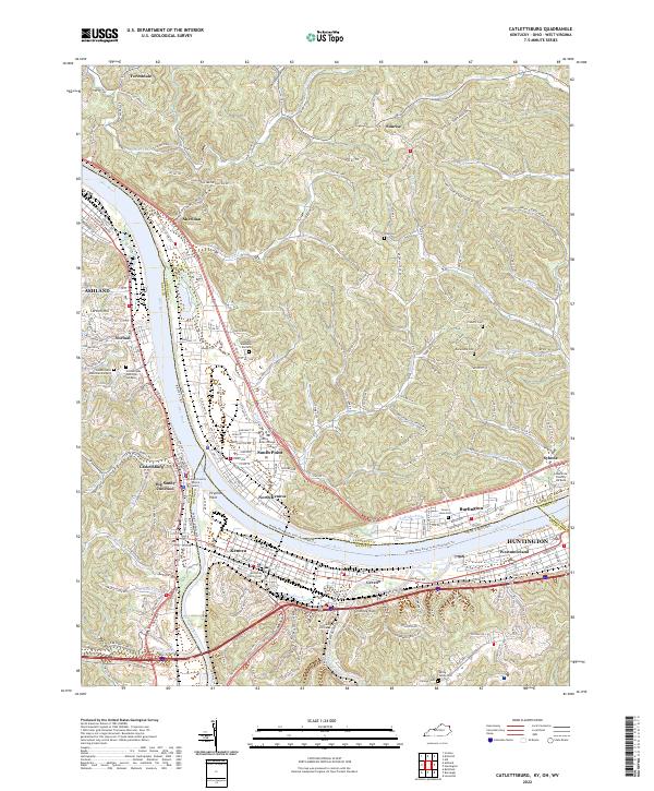 Catlettsburg, KY-OH-WV — USGS 7.5-minute topo (2022)