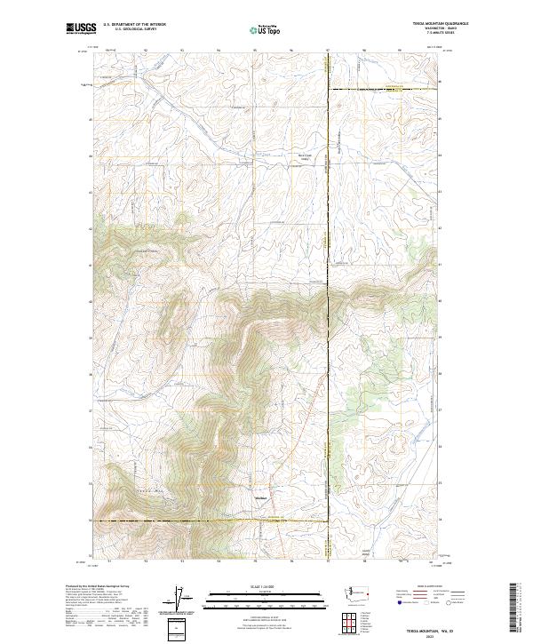 Tekoa Mountain, WA-ID — USGS 7.5-minute topo (2023)